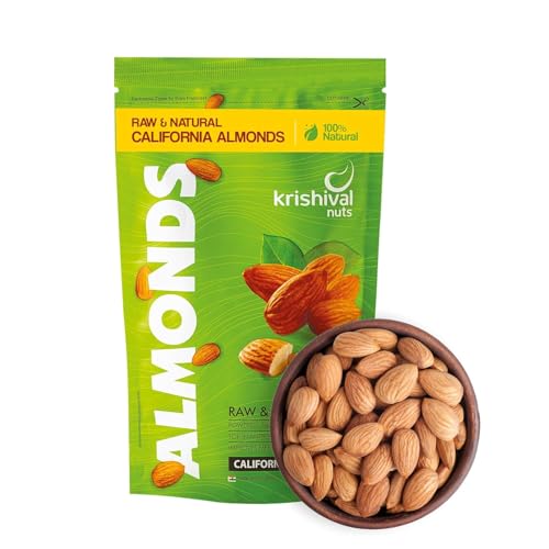 Image of KRISHIVAL NUTS 100% Natural Premium California Almonds 100 Grams pack of 1 | Premium Roasted Badam | High in Fiber & Boost Immunity | Unflavoured | Gluten Free