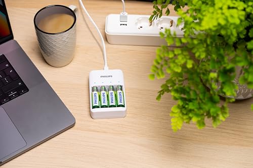 Cargador de Pilas Philips USB con Baterías Recargables AA y AAA Incluidas para Uso Universal 2