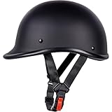Yesmotor Motorcycle Helmet Half Shell Hawk Style Helmets Compact Lightweight Open Face for Motorcycle Street Bike Cruiser Moped - DOT Approved (Matte Black,L)