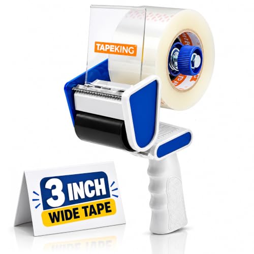 Image of Tape King Packing Tape Dispenser Gun - Handheld Tape Gun with 1 Bonus Clear Packaging Tape (3 Inch Wide) - Shipping Tape for Sealing, Storing, and Moving Boxes, 1 Pack