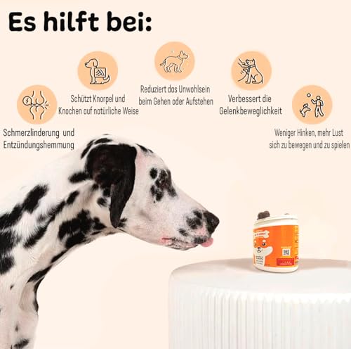 Gelenktabletten Hund 135 Kauhappen mit Grünlippmuschel Teufelskralle und Glucosamin 100 % natürlich für Gelenke Knochenschutz bei Arthrose