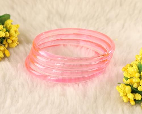 Image of STYOLLO Viral Jelly Plain Transparent Glass Kada Set For Women & Girls | Kanch Kada For Girls | Daily Ethnic Traditional Jewelry | Glossy Classic Fashion Kangan For Wedding, Festive & Parties - Set Of 4