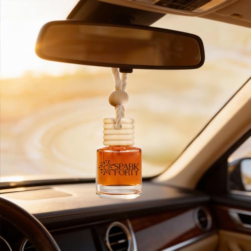 Image of Coffee Car Air Freshener Hanging | Car Perfume, 0.27 fl oz (8 ml) | 30-Day Luxury Glass Diffuser | Gourmand Coffee, Brown Sugar & Vanilla Cream | Long-Lasting Espresso Scent