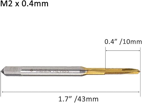 Miniatura 2 de Tapón de punta en espiral rosca M2 x 0.4 rosca, rosca de tierra H2 3 flautas, acero de alta velocidad HSS 6542, grifo recubierto de titanio, rosca