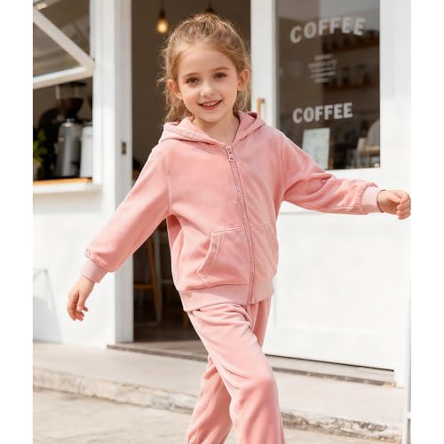 Image of Toddler Girls Boy Clothes Set Fleece Hooded Outfits Casual Sweatsuits Kids Jogger Tracksuits 6M-12Y