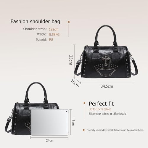Bolso satchel de mujer estilo retro en cuero PU miniatura 3