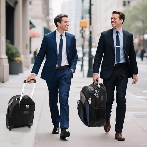 star cloud Rolling Backpack with Wheels, USB & Type-C Charging Port, 21x14x9 Water Resistant Wheeled Backpack, 17.3" Roller Laptop Backpack, Carry On Luggage for Business Travel College Work Bag - Image 3