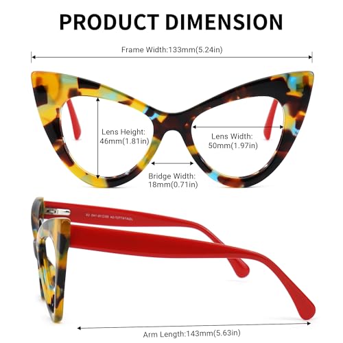 Image of Zeelool Retro Cat Eye Glasses for Women Eyeglasses Frame with Non-prescription Clear Lens ZJGA747707-04 Yellolw
