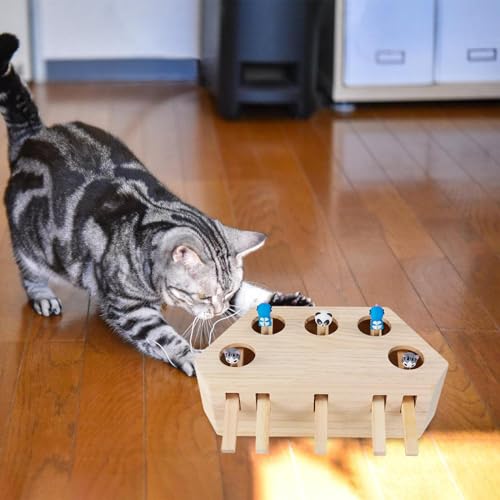 Jouet interactif de chat griffoir bois exercice stimulation - 5