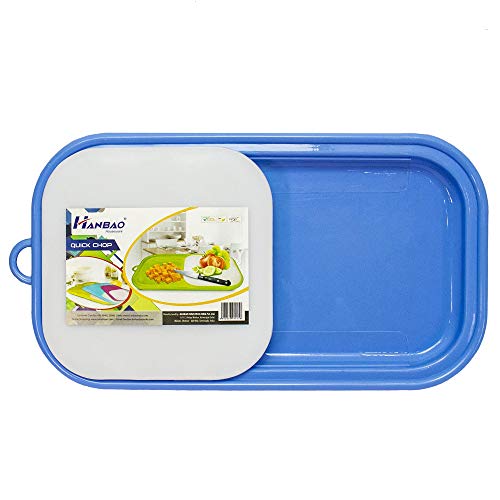 HANBAO Plastic Fruit & Vegetable Cutting/Chopping Tray with Board, Quick, 37×20 cm (Baby Blue)