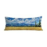Cuscino Lungo per Dormire Sul Fianco 40x120 cm Blu Federa Cuscino Letto Matrimoniale Chiusura Lampo Nascosta, Morbido Velluto Cuscini per Dormire Sul Fianco, Supporto Gravidanza Pillow Paesaggio G-300