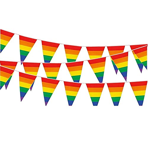 Regenbogen Flaggen Banner Hillylolly small Rainbow Flag, Gay Pride Flagge, Wetterfest Regenbogen Flag Outdoor, Girlande für Garten, Drinnen und Draußen, Pride Month Parade Party Dekoration (Orange)