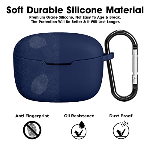 Image of Sounce Earphone Case Cover Compatible with Bassbuds Duo, Soft Silicone Skin Case Cover Shock-Absorbing Protective Case with Keychain [Front LED Visible] [Blue]-(Case Cover Only)