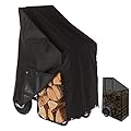 COOSOO Firewood Log Cart Cover Only Waterproof Heavy Duty Outdoor Firewood Protector with Zipper Wood Rack Storage Cover