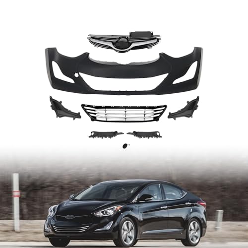 LOSTAR Front Bumper Cover Grille Set Fit for 2014 2015 2016 Hyundai Elantra Sedan Korea Built Model, Bumper Replacement