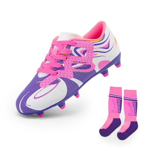 DREAM PAIRS Boys Girls Soccer Cleats Youth Firm Groud...