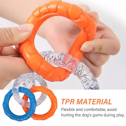 Hundering-Spielzeug für Training und Zahnreinigung, Kauspielzeug für Hunderinge aus Gummi mit 3 farbigen Ringen, interaktives, unzerstörbares Hundespielzeug für kleine, mittelgroße und große Hund