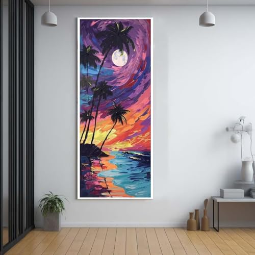 Peinture diamant plage et coucher de soleil pour illuminer la décoration de votre salon J14
