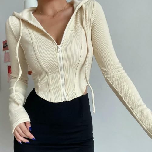 Sweat à capuche femme uni pull léger printemps veste ajustée