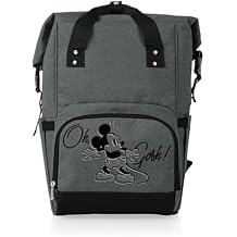 PICNIC TIME Disney Mickey Mouse On The Go Roll Top Backpack Cooler, Soft Sided Insulated Cooler Backpack for Hiking Beach Picnic Travel with 42 Can Capacity and Bottle Opener, Heathered Gray