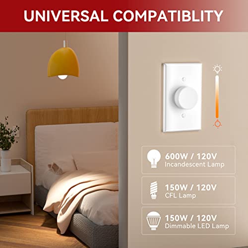 Image of AIDA Digital Light Toggle Dimmer Switch for Dimmable LED, CFL & Incandescent Bulbs, Single Pole /3-Way, Screwless Wall Plate Included, UL Listed, No Neutral Wire, 2 Pack