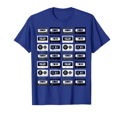 Cassette Tapes Audio Mixtapes 1980s Music Radio DJ T-Shirt, Men, Royal Blue, 3X-Large