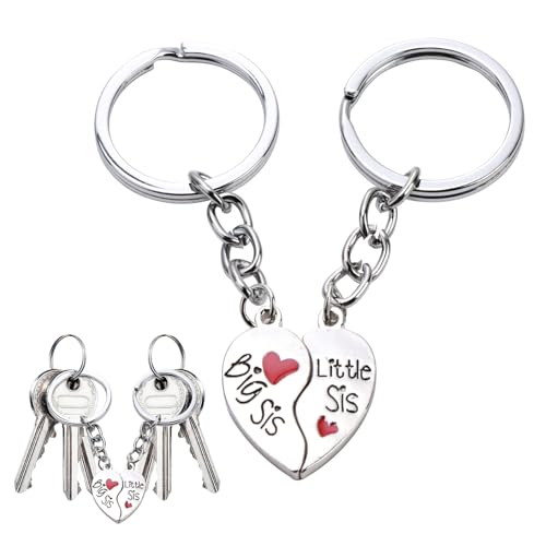 Hioip 2 Stück Schlüsselanhänger Schwester mit Gravur, Geschenk...