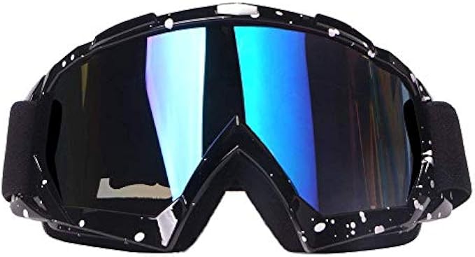 4-FQ Motorcycle Goggles Dirt Bike Goggles Motocross Goggles Windproof ATV Goggles Dustproof Racing GogglesScratch Resistant Ski Goggles Protective Safety Glasses PU Resin (Black frame+Color lens)
