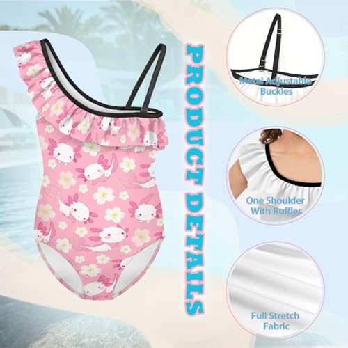 Image of Girls Swimsuit One Piece Ruffle Swimsuit Non-Slip Straps UPF 50+ for Girls Size 3-14 Years