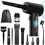 Compressed Air Duster,Car Vacuum，Electric Air Duster and Vacuum 2 in 1, 3 Speeds 100000 RPM Cordless Air Blower, Reusable Air Duster for Computer, Keyboard, Swimming Ring, Car with LED Light