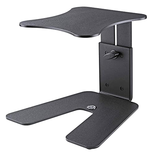 K&M Konig & Meyer 26774-000-56 Table Monitor/Speaker Stand | Solid Stable U Wide Level Base | Height Adjust | Secure Safety Pin | Non-Slip/Vibration Rubber Pads | Steel | German Made | Black #TOP16