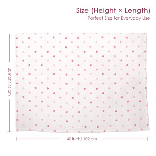 Image of SANDJEST Heart Minky Muslin & Dotted Blanket 30x40 in Gift for Holiday, Gender Reveal Party, Hospital Visit, Baptism