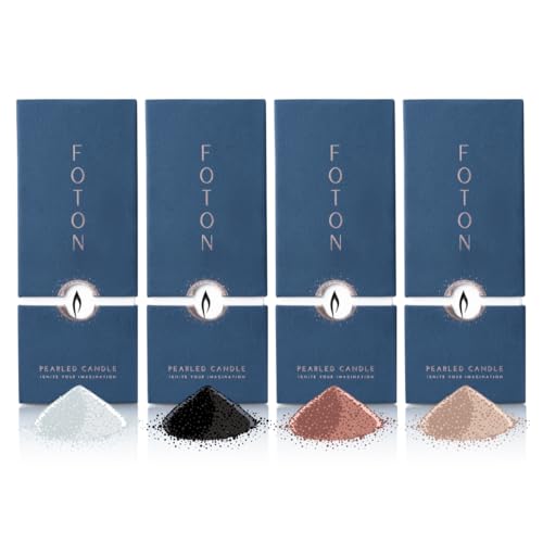 Foton Pearled Candle Unscented Colored Bestsellers Gift Bundle 18oz 4-Pack – Non Toxic Luxury Long Lasting Powder Candles - Refillable Candle Sand with 30 Wicks for Candle Making