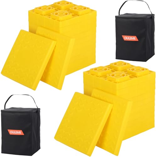 OULEME 24 Pack RV Leveling Blocks, Stackable Jack Blocks, Interlocking Leveling Pads with Carrying Bag, for Camper Travel Trailer