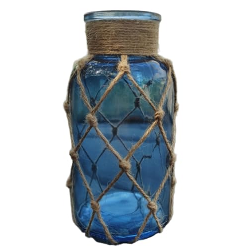 Vase à fleurs bleues bouteille en verre décorative rustique moderne - 4