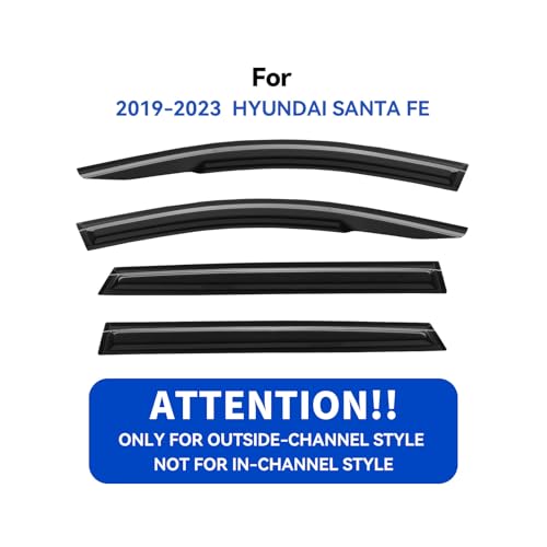 Image of Window Visors Rain Guards for 2019 2020 2021 2022 2023 Hyundai Santa Fe, Out-Channel Window Vent Wind Deflectors Visors Shades for 19 20 21 22 23 Santa Fe