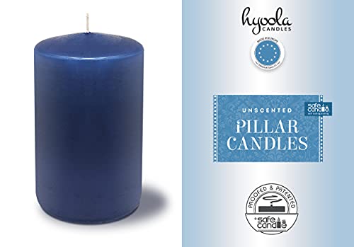 Hyoola Midnight Blue Pillar Candles 2X4 Inch - 4 Pack Unscented Pillar Candles - European Made #TOP4