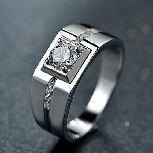 Bague homme en argent 925 avec zircone géométrique rectangulaire