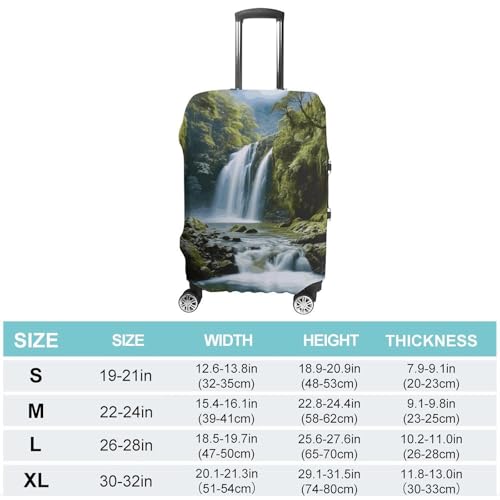 Waterfall Landscape Painting Printed Luggage Cover Protector, Fits 18-32 Inch Luggage2