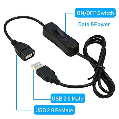Riitop Usb Extension Cable With On/Off Switch Usb Male To Female Cable Support (Data And Power) For Usb Headset, Led Strips(2-Pack) #TOP1