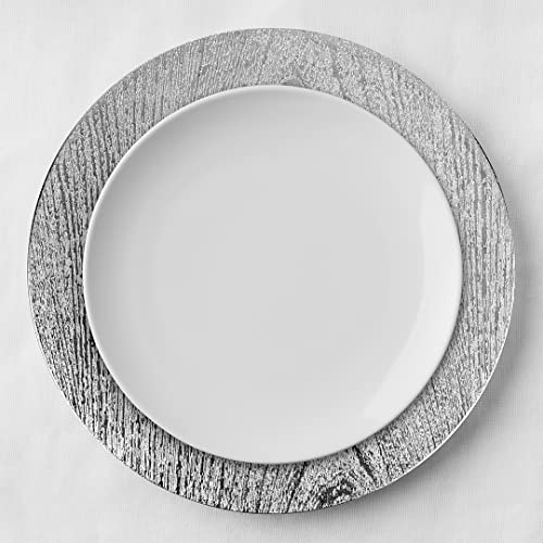 Set de 4 platos cargadores metálicos plateados de acrílico miniatura 2