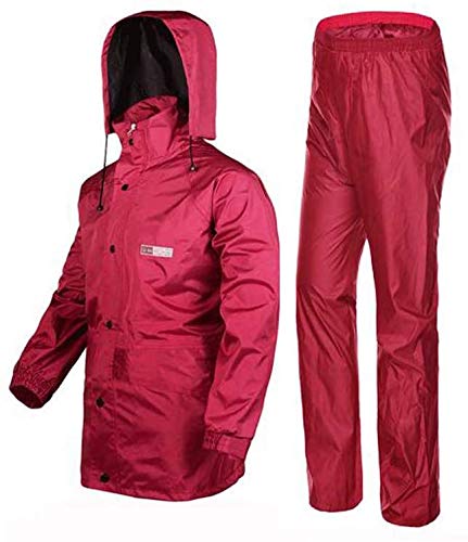 Outdoor Peak Chubasquero Chubasquero Moto o Bicicleta Lluvia Pantalones y Chaqueta Chándal para Hombres y Mujeres, Mujer Hombre, Rojo Oscuro