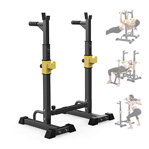MNBVH Squat Rack Stand Ajustables Anchura y Altura, Soporte de Pesas para Sentadillas, Multifuncional Hogar Barra Pesas Estante, Estante para Barbell con Bases Antideslizantes