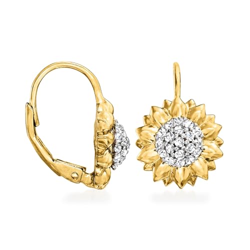 Ross-Simons 0.40 ct. t.w. White Topaz Sunflower Drop Earrings in 18kt Gold Over Sterling3