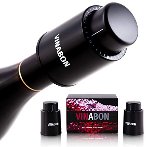VINABON Vacuum Wine Stoppers 2021 - Wine Saver, Wine Bottle Stopper (Set of 2)