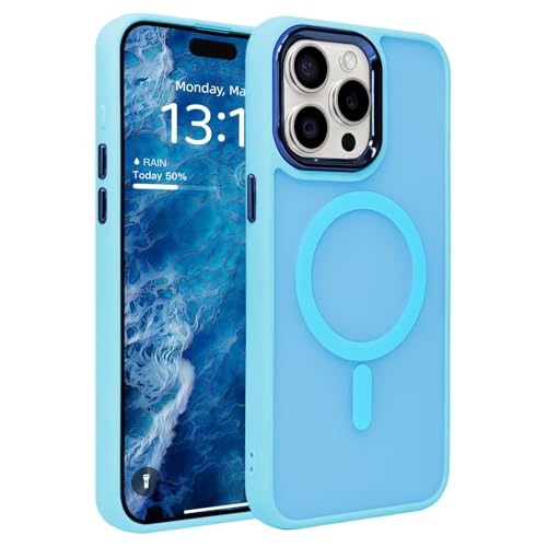 IAIYOXI Magnetic Case for iPhone 14 Plus [MagSafe Compatible] - Translucent Matte Slim Thin Shockproof Protective Cover for Women, Men, and Girls, Compatible with iPhone 14 Plus, Lake Blue