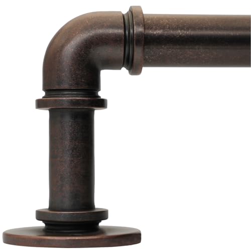 Bronze Curtain Rods 18 to 144 Inch, Industrial Curtain Rods,Adjustable Length,1 in Diameter Pipe,Wall or Ceiling Mounted,for Bedroom and Living Room(A
