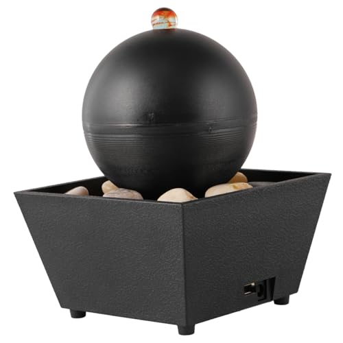 TOPPERFUN Desktop Adornment Waterfall Fountain Black Battery and Plug Powered for Indoor Feng Shui Home Office Use
