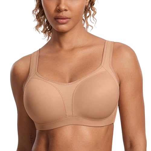 Image of SYROKAN Women's High Impact Underwire Sports Bra High Support Large Bust Padded Adjustable Straps Running Bra