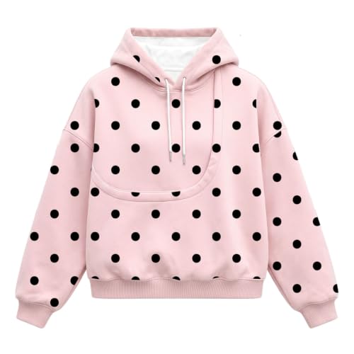 Polka Dot Hoodie Women Fall Oversized Sweatshirt With Pocket Front - image 4